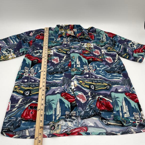 ISLAND COLLECTION Shirt Tropical Car Print Button-Up Aloha Shirt Men's Sz L - Picture 6 of 6